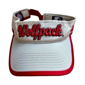 Adult’s Red and White NC State Wolfpack Visor Hat by Starter
